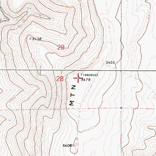 Topographic Map of Freezeout Mountain, OR