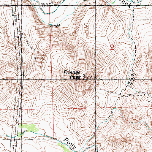 Topographic Map of Friends Peak, OR