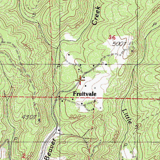 Topographic Map of Fruitvale, OR