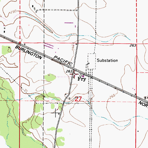 Topographic Map of Fry, OR