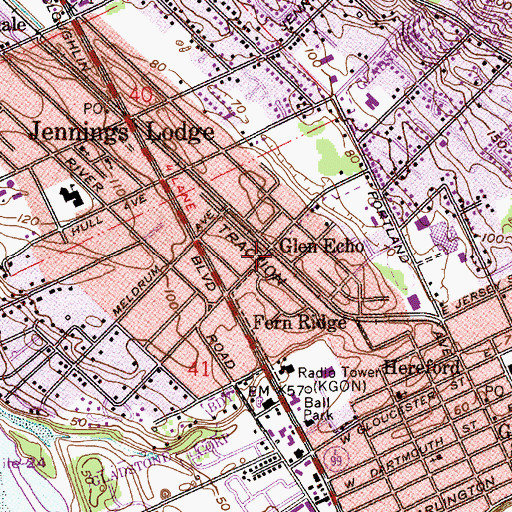 Topographic Map of Glen Echo, OR