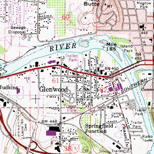 Topographic Map of Glenwood, OR
