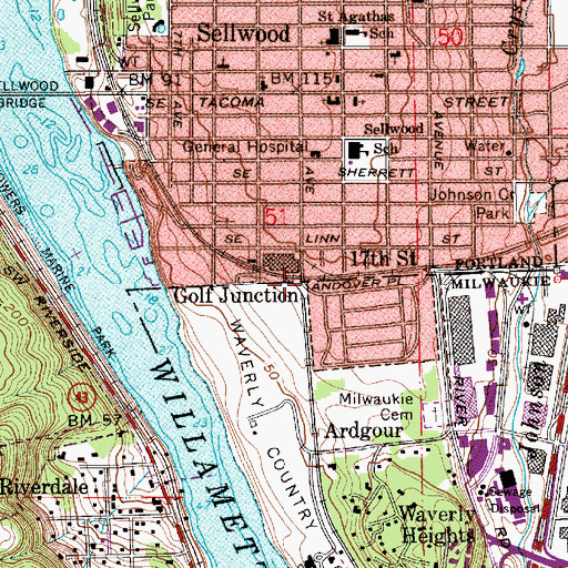 Topographic Map of Golf Junction, OR