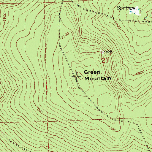 Topographic Map of Green Mountain, OR