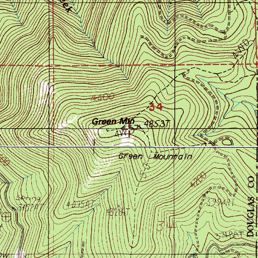 Topographic Map of Green Mountain, OR