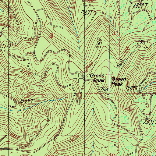 Topographic Map of Green Peak, OR