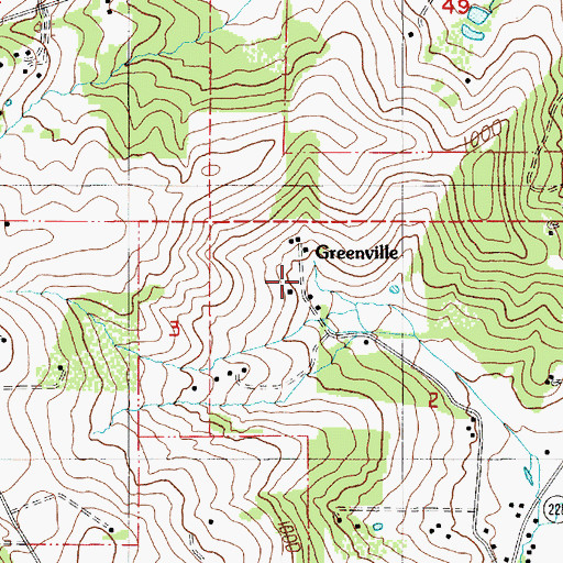 Topographic Map of Greenville, OR