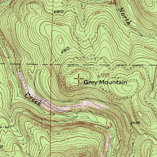 Topographic Map of Grey Mountain, OR