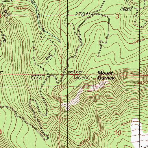 Topographic Map of Mount Gurney, OR