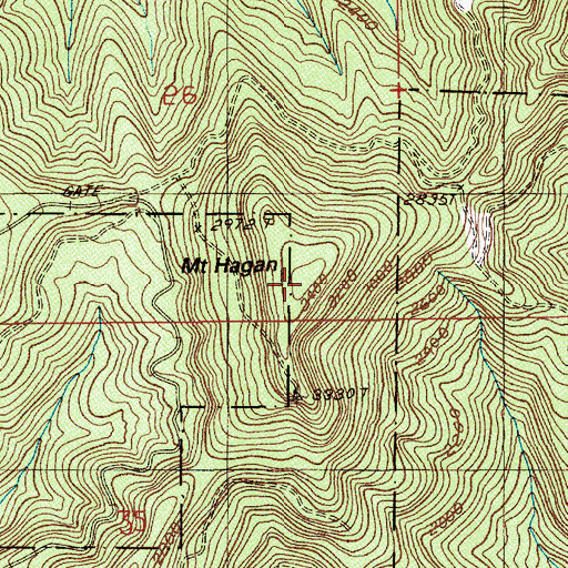 Topographic Map of Mount Hagan, OR