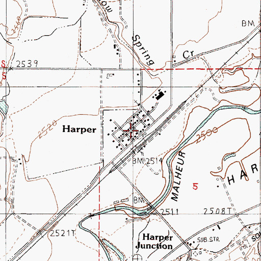 Topographic Map of Harper, OR