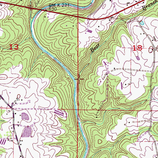 Topographic Map of Bear Branch, AL