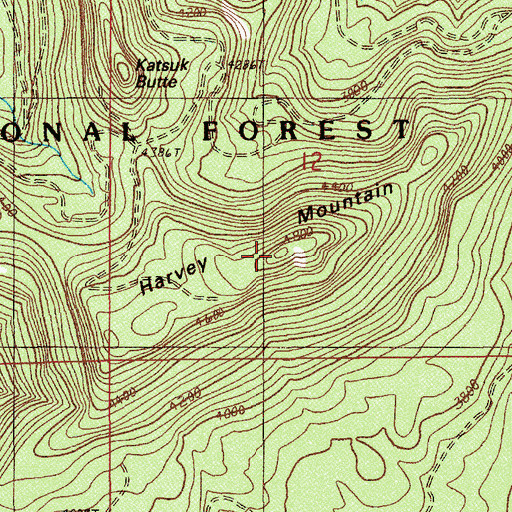 Topographic Map of Harvey Mountain, OR