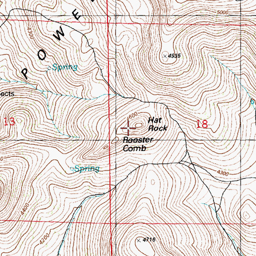 Topographic Map of Hat Rock, OR
