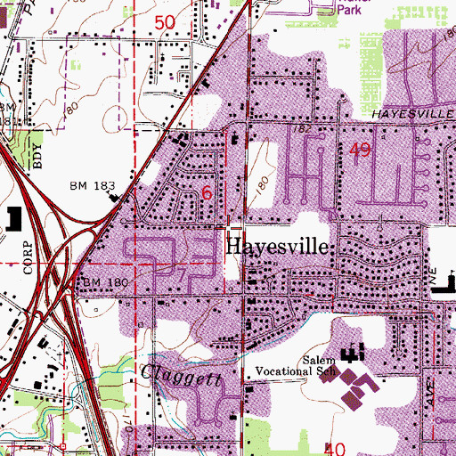 Topographic Map of Hayesville, OR