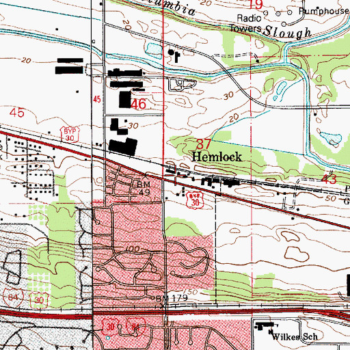 Topographic Map of Hemlock (historical), OR