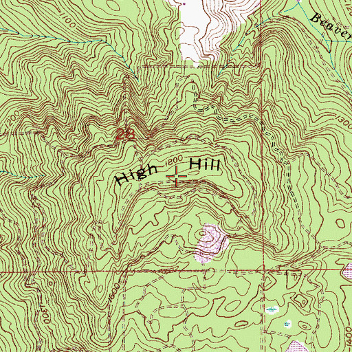 Topographic Map of High Hill, OR