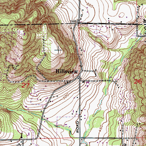 Topographic Map of Hillsview, OR