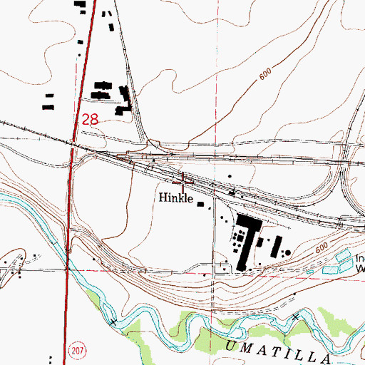 Topographic Map of Hinkle, OR