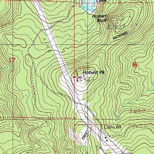 Topographic Map of Hobart Peak, OR