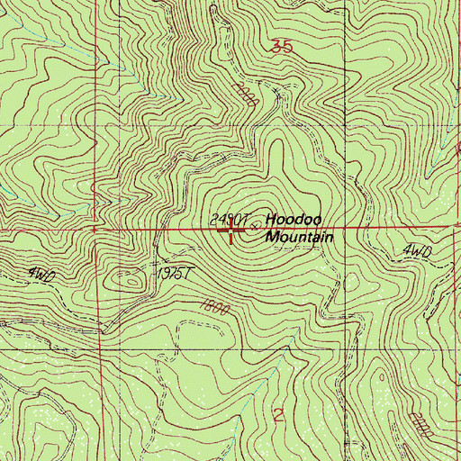 Topographic Map of Hoodoo Mountain, OR
