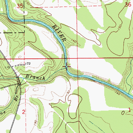 Topographic Map of Bear Branch, AL