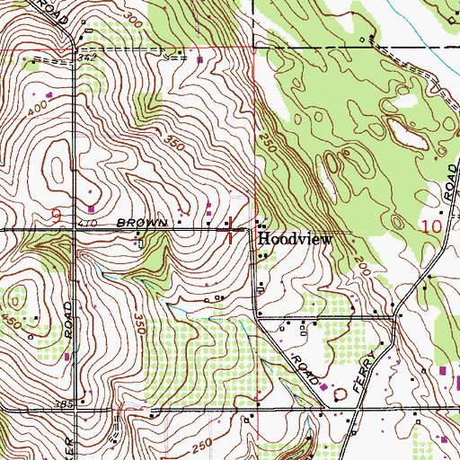 Topographic Map of Hoodview, OR
