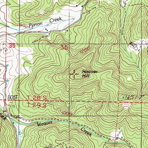 Topographic Map of Hoover Hill, OR