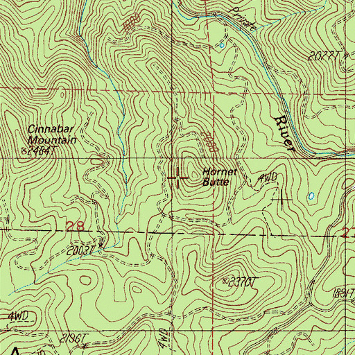 Topographic Map of Hornet Butte, OR