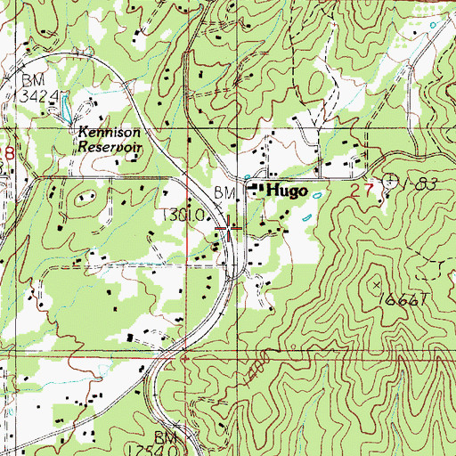 Topographic Map of Hugo, OR