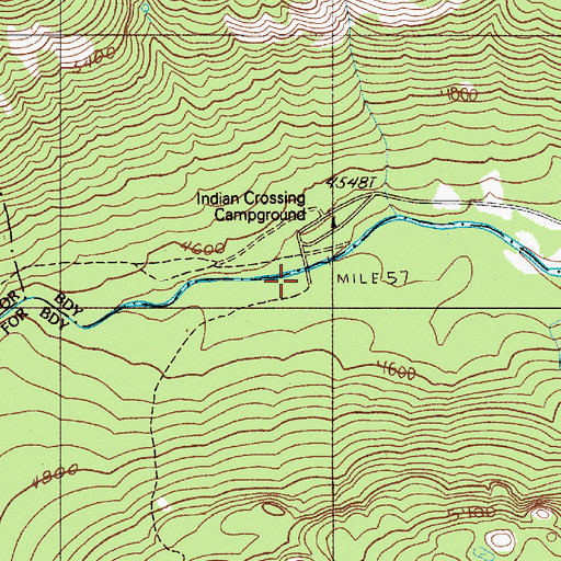 Topographic Map of Indian Crossing, OR