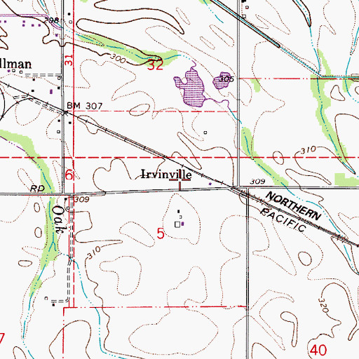Topographic Map of Irvinville (historical), OR