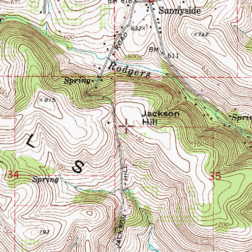 Topographic Map of Jackson Hill, OR