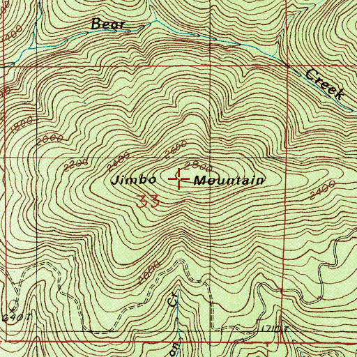 Topographic Map of Jimbo Mountain, OR
