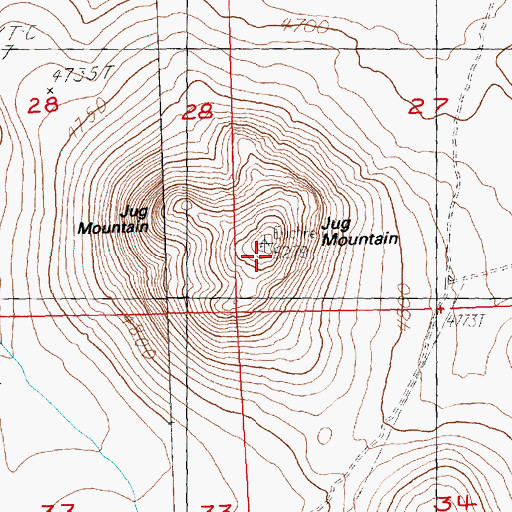 Topographic Map of Jug Mountain, OR