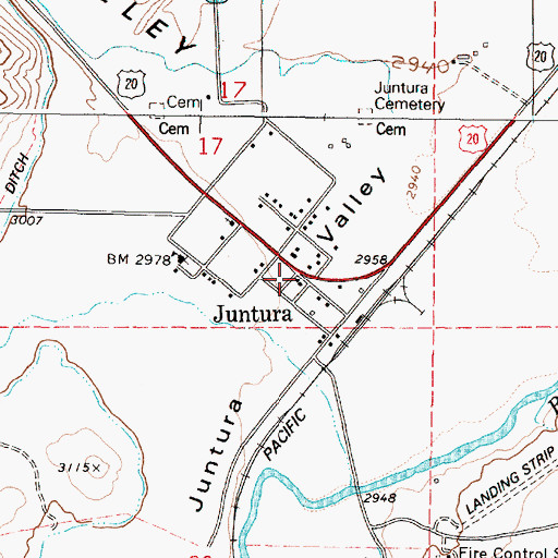Topographic Map of Juntura, OR