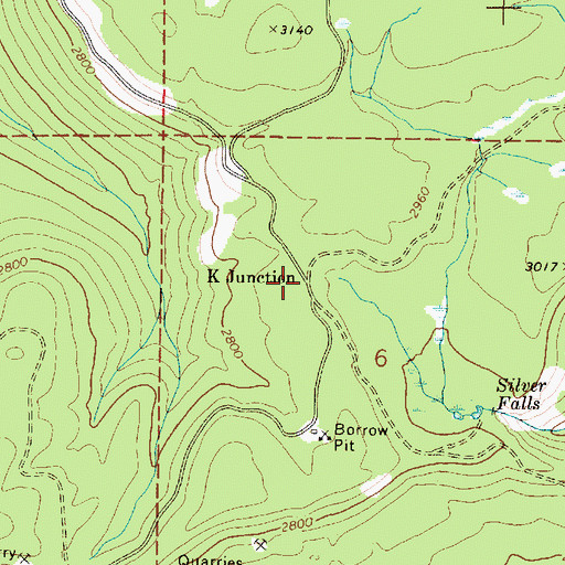 Topographic Map of K Junction, OR