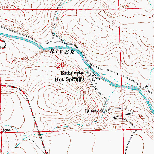 Topographic Map of Kah-Nee-Ta Resort, OR