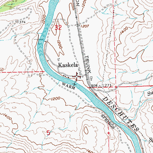Topographic Map of Kaskela, OR