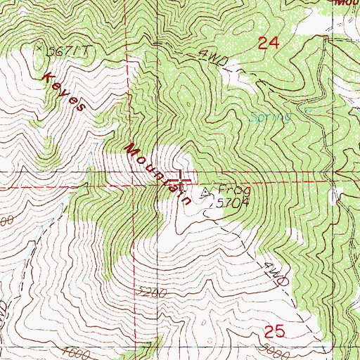 Topographic Map of Keyes Mountain, OR