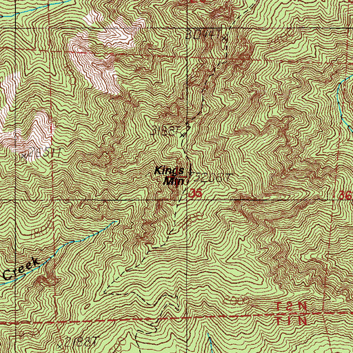 Topographic Map of Kings Mountain, OR