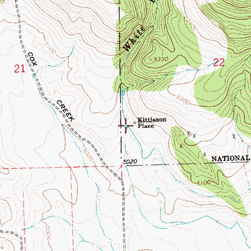 Topographic Map of Kittleson Place, OR