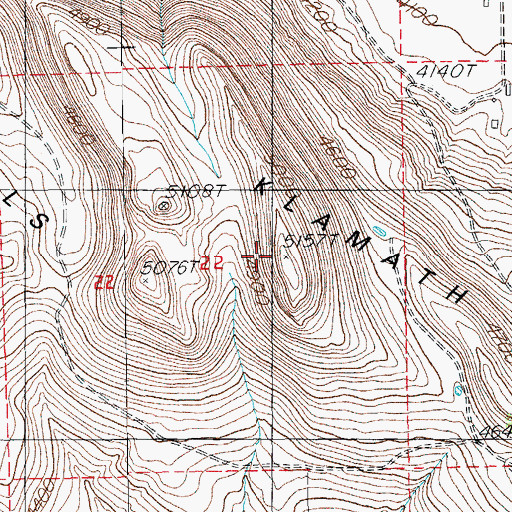 Topographic Map of Klamath Hills, OR