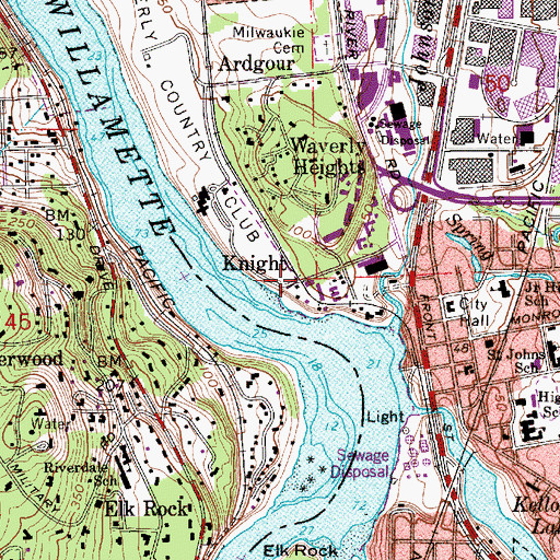 Topographic Map of Knight (historical), OR