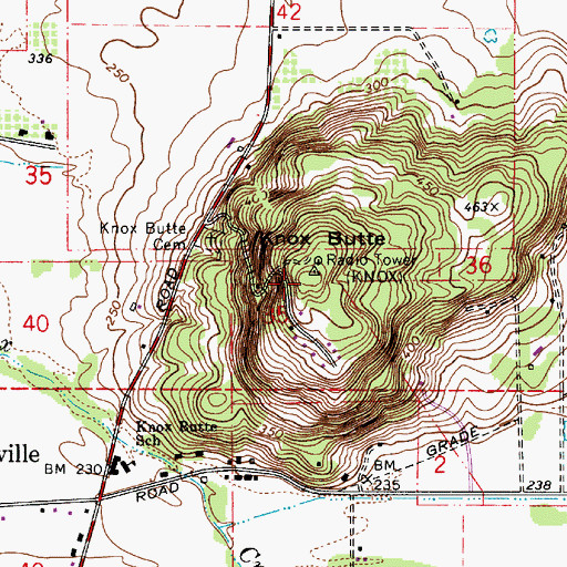 Topographic Map of Knox Butte, OR