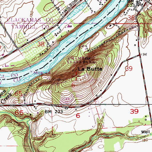 Topographic Map of La Butte, OR