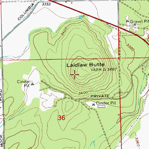 Topographic Map of Laidlaw Butte, OR