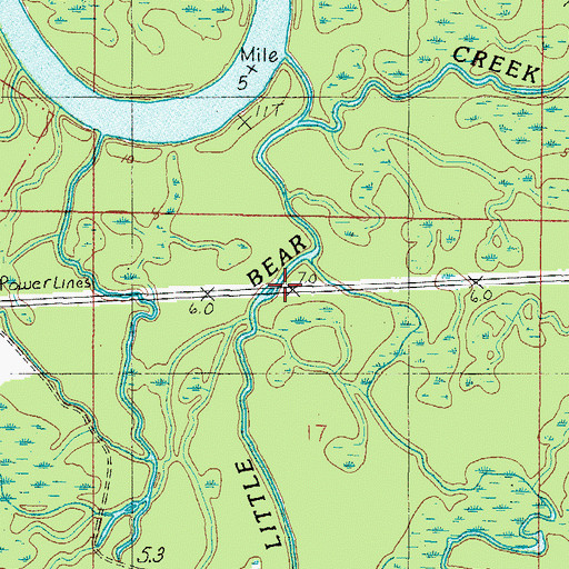 Topographic Map of Bear Creek, AL