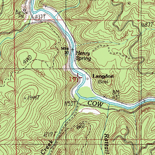 Topographic Map of Langdon (historical), OR
