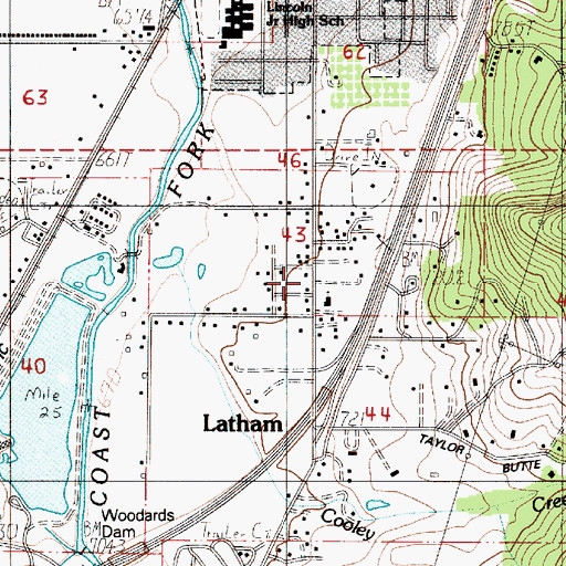 Topographic Map of Latham, OR
